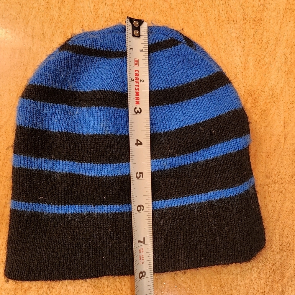 Striped Blue and Black Beanie - Picture 3 of 4